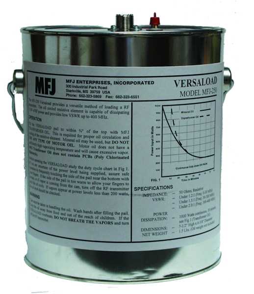 MFJ-250X, DUMMY LOAD, 1.5 kW, OIL NO INCLUDED
